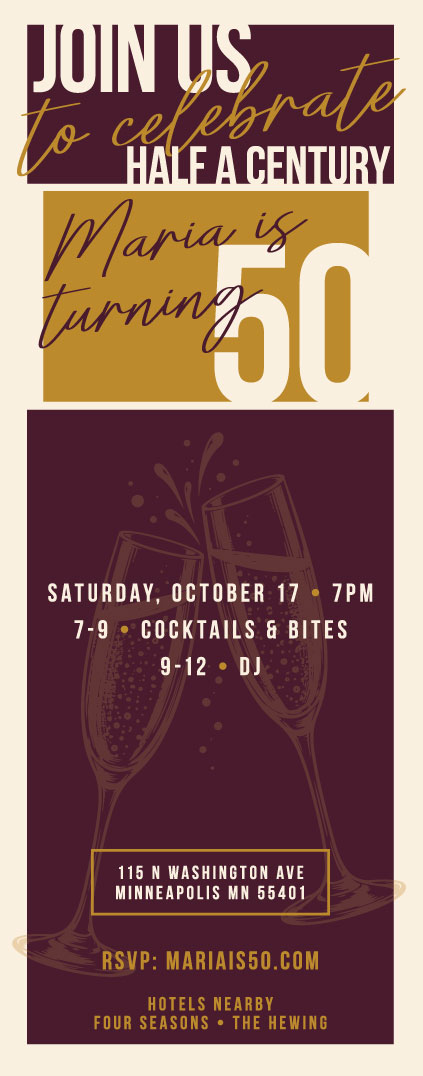 Maria's 50th birthday invitation